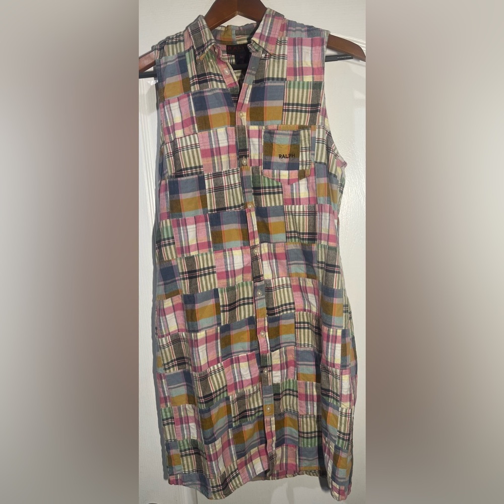Ralph Lauren Multicolor Plaid Sleeveless Shirt Dress
